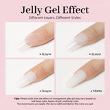 Modelones Gel Nail Polish, 1 Pcs 15Ml Transparent Milky White Jelly Gel Polish Set Sheer Pure White Color Nail Gel Polish Kit, Soak off LED Salon DIY at Home Gel Nail Manicure Women Girls Gift