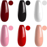 MAGIC ARMOR Gel Nail Polish Set Classic 6 Colors Nail Polish Soak off UV LED Gel Nail Polish Wine Red Black White Pink Red Nude Kit Professional Nail Salon Design - Classic Series 7ML