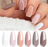 Vishine Gel Nail Polish Kit - 6 Colors Classic Nudes Series Natural Skin Tone, Trendy Pigmented Daily Nail Gel Shades Nail Art at All Seasons