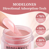 Modelones Dip Powder Nail Kit Starter, 4 Colors Nude Pink Bubble Bath Glitter Snow White Neutral Skin Dipping Powder Liquid Set with Base Top Coat Activator French Nail Art Manicure DIY Salon All-In-One Beginner Extension Kit