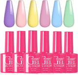 RONIKI Pastel Gel Nail Polish Set, 6 Colors Spring Summer Popular Macaron Purple Pink Yellow Blue Green Gel Polish Kit Nail Art Gifts for Women (Sweetheart)