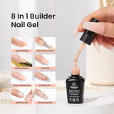 Beetles Gel Nail Polish Transparent Builder Nail Gel for Nails 5 in 1 Cover Nude Translucent Builder Strengthener Gel Jelly Gel 15ML Hard Gel Extension Nail Gel, No Need Slip Solution