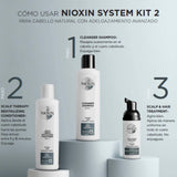 NIOXIN System 2 Trio Pack, Cleanser Shampoo + Scalp Therapy Revitalising Conditioner + Scalp and Hair Treatment (150Ml + 150Ml + 40Ml), for Natural Hair with Progressed Thinning