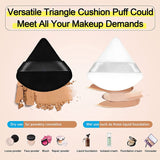 YBVABE 12Pieces Powder Puff, Triangle Makeup Puff, Black Soft and Supple Puffs, Reusable Face Sponge with Strap for Loose Powder Mineral Powder Body Cosmetic Foundation Sponge Makeup Tool (Black)