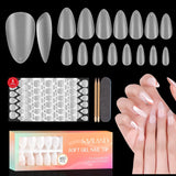 Saviland 480PCS Square Oval Nails Tips – 15 Sizes Full Matte Soft Nail Gel Tips Gel X Nail Full Cover Acrylic Nail Tips No Files, with Glue Sticker for Valentine Gift Nail Extensions Nail Art Home DIY