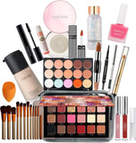 All in One Makeup Kits Women Full Multi-Purpose Beauty Kit, Eyeshadow Palette Lip Gloss Eyebrow Pencil Foundation Concealer Blusher Eyeliner Mascara with Gift Bag for Beginners or Pros