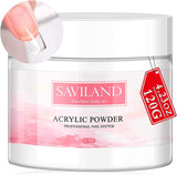 Saviland Clear Acrylic Powder 4.23Oz - Professional Crystal Polymer Clear Nail Powder Acrylic Nail System for Acrylic Nails Extension Large Capacity No Need Nail Lamp