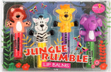 Jungle Rumble Lip Balms with Animal Finger Puppets 4 Piece Makeup Kit Gift Set