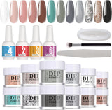 TOMICCA Dip Powder Nail Kit Starter,12 Colours Fine Fingernail Dip Powder Kit ,No Lamp Needed,For French Nail Manicure