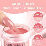 Modelones Dip Powder Nail Kit Starter, 4 Colors Nude Pink Bubble Bath Glitter Snow White Neutral Skin Dipping Powder Liquid Set with Base Top Coat Activator French Nail Art Manicure DIY Salon All-In-One Beginner Extension Kit