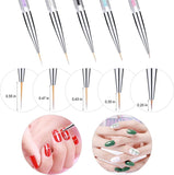 5 Pcs Nail Art Liner Brushes Dual-Ended Nail Polish Decorating Brush Including Fine Striping Brush and Dotting Pen (5,7,9,11,13 Mm)