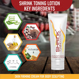 Shrink Toning Lotion - Skin Tightening Cream with Caffeine for Women and Men - Belly Firming Cream, Thermogenic Thigh, Help Reduce Cellulite & Stretch Marks - Firming Lotion for Loose Skin (8Oz Tube)