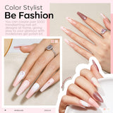 Modelones 20 PCS Gel Nail Polish Kit with U V Light Portable Dryer Lamp - 6 Cashmere Nude Pink Nail Gel Manicure Kit for Beginners Include Base and Top Coat Starter-Friendly Liner Brush Women Gift