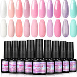 COSCELIA Gel Nail Polish Set,10 Colors Gel Polish Soak off LED U V Nail Gel Polish for Nails Pink Nude Green Solid Glitter Gel Lasting Shiny Color for Women Nail Salon DIY at Home 7Ml