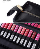 Rownyeon Lipstick Organiser Makeup Bag Travel Protable Lipstick Organizer Bag,Lipstick Case Lipstick Holder Box,2 Layer Professional Makeup Artist Organiser Bag for Lip Gloss (67 Slot Golden Zipper)