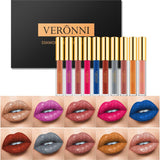 VERONNI 10 Pcs Glitter Lipstick Set,Diamond Shimmer High Pigment Lip Gloss,Metallic Liquid Lipstick Long Lasting Lip Make,Waterproof Lip Gloss Lip Stain Makeup Kit,10Pcs Non Stick Cup Lip Makeup Gift Set(10Pcs Together )