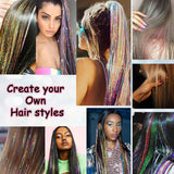 6Pcs Clip in Hair Tinsel Kit, BFZRKD 19.6 Inch Heat Resistant Glitter Tinsel Hair Extension with Clips On, Fairy Hair Sparkle Strands Festival Gift Party Dazzle Hair Accessories for Women Girls Kids(Colorful)