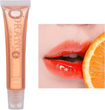 Fantasyday 6Pcs Hydrating Lip Gel,Fruit-Flavored Lip Gloss,Lip Oil Liquid Lipstick,Can Keep Your Lips Moisturized and Plumper for a Long Time Lip Care(Strawberry,Clear,Peach,Grape,Cherry,Orange)