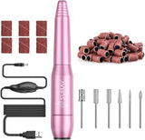 SUBAY 20000RPM USB Portable Electric Nail Drill Machine,Compact Electric Nail File for Acrylic Nails,Gel Nails,Dip Powder Nails,Manicure Pedicure Tools E File Nail Drill Come with 6Pcs Nail Drill Bits and Sanding Bands for Salon Home Use ,Pink