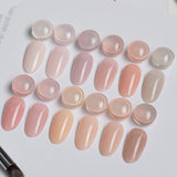 Vishine 12Pcs Sheer Nude Clear Pink Gel Nail Polish Set Jelly Neutral Translucent Nude Tones Colors, Crystal Jelly Nail Gel Milky White Brown, Trendy Nail Art Designs DIY Home Gel Manicure Set