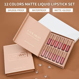 MKNZOME 12Pcs Lip Gloss Make-Up Set, Matte Liquid Lipstick Lip Tint Stain Waterproof Long-Lasting Velvet Lipgloss Make up Gifts for Women Teenage Girls Birthday Valentine'S Day Xmas