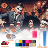 Immetee Halloween Makeup Kit, 12Colors Face Body Paint, SFX Makeup Sets, Scar Wax+Fake Blood+Painting Brushes+Spatula+ Sponge, Theatrical Makeup, Carnival Cosplay, Birthday Gift Kids Adults