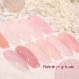 GAOY Jelly Nude X Milky White Gel Nail Polish Set, 6 Transparent Colors Sheer Pink Orange Gel Nail Kit for Salon Gel Manicure and Nail Art DIY at Home