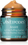 Antipodes Anoint H₂O De-Puffing Eye Gel – Hydrating Eye Gel for Puffy Eyes, Dark Circles & Eye Bags – Coffee, Cucumber & Manuka Honey – All Skin Types – 30Ml