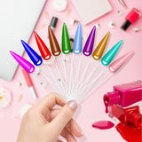 NMKL38 80Pcs Stiletto Nail Sticks Fan-Shaped False Tips Color Card Gel Nail Polish Display Board Detachable Practice Sticks Wheel with Ring Holder (Clear)