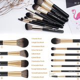 Makeup Brushes,Maange 10 Pcs Travel Professional Makeup Brushes Set with Case,Foundation Kabuki Blush Eyeshadow Make up Brush with Makeup Sponge and Brush Cleaner(Blackgold)