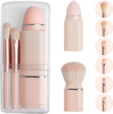 Professional Retractable Makeup Brush Set - 8 in 1 Portable Travel-Friendly Brushes - Beauty Sponge Blender Powder Brush Foundation Blush Concealers Eyeshadow Achieve Flawless Makeup (Pink)