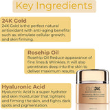 GLO24K Eye Cream with 24K Gold, Anti-Aging Formula with Vitamins, Hyaluronic Acid, Rosehip Oil