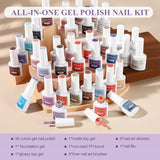 Saviland 42Pcs Gel Nail Polish Kit-32 Christmas Colors Gel Nail Polish Set with Foundation & Top Gel Coat Ph Bond Glitter Gel Nail Brush & File Professional Manicure Kit DIY Nail Art Thanksgiving Gift