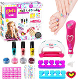 Nail Art Studio Set for Girls Kids Nail Polish Kit Girls Nail Salon Games - Girls Birthday Presents