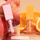 Hydrating Lip Oil, Fruit Extract Lip Oil Tinted for Dry Lip and Lip Care, Shiny and Moisturizing Transparent Lip Oil Gloss (Avocado) (Orange)