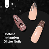 Beetles Gel Polish Reflective Glitter Gel Nail Polish Set, 6 Colors Spring Summer Holographic Sparkle Glitter Gel, Flash Diamond Sliver Gold Black Red UV LED Soak off Manicure Kit for Women Girls