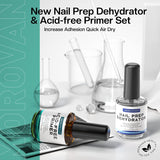 Morovan Gel Nail Polish Primer, Professional Natural Nail Prep Dehydrate and Acid-Free Primer, Nail Prep Dehydrator and Primer Set,Dehydrate Fast Air Dry for UV Poly Gel Polish Acrylic Powder