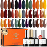 Modelones 24 Pcs Gel Nail Polish Kit, 20 Colors Soak off Gel Polish Nail Set with Primer Glossy&Matte Top Base Coat Nail Art Manicure Salon