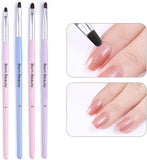 Bornbeauty 4Pcs Cuticle Nail Cleaning Brush Pink Blue UV Gel Nail Art Brush round Handle Powder Dust Clean Pen Manicure Nail Art Tool