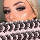 10 Pairs 7D False Lashes ,False Lashes Wispy False Eyelashes Short Fake Eyelashes Fluffy for Women'S