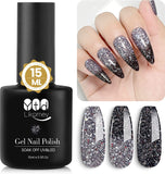 YTD Likomey Color Changing Gel Nail Polish,1 Pcs 15Ml Gray Violet to Black Glitter Mood Temperature Change Colors Thermal Chameleon UV Nail Gel