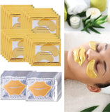 Eye Lip Mask Set 40PCS - Collagen Eye Masks Sheet Patch 20Pairs, 20Pcs Gold Lip Mask, 24K Gold Powder Gel, anti Wrinkle, Moisturising, Hydrating, Whitening. Minizes Lip & Eye Fine Lines