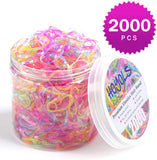 Hoyols 2000 Small Rubber Bands Hair Ties Ponytail Elastic Multi Color for Kids Girls Hair Value Pack