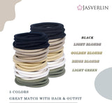 JASVERLIN No Metal Hair Ties Ponytail Holders, No Pull Snag Free Hair Bands Braided Nylon Hairties for Women Girls Men Thick Curly Hair Elastics Styling Accessories Assorted Color 4Mm 50 Pieces (Forest Walk)