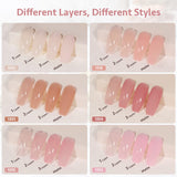 GAOY Jelly Nude Pink Gel Nail Polish Set of 6 Transparent Colors Including Pink Nude Sheer Gel Polish Kit