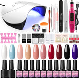 Coscelia Gel Nail Polish Kit with Nail Drill Machine 10 Pcs Gel Nail Polishes 36W LED+UV Nail Dryer Lamp Gel Polish Set Base Coat Top Coat with Manicure Tools Starter Kit Complete