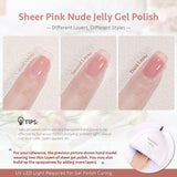 GAOY Jelly Nude Pink Gel Nail Polish Set of 6 Transparent Colors Including Pink Nude Sheer Gel Polish Kit