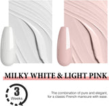 Saviland Gel Nail Polish Kit with U V Light - 2PCS 10ML Milky White & Light Pink Gel Nail Polish with Mini Nail Lamp, Gel Foundation Top Gel, Nail Tools Starter Manicure Kit for Nail Salon Home DIY