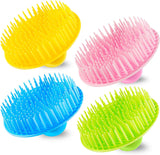 COBBEN 4Pack Hair Scalp Exfoliator Brush Dandruff Cleaning Brush, Flexible Scalp Massager Brush, Shower Scalp Shampoo Brush for Home, Office, Travel and Pets（Flexible Blue/Pink/Orange/Green）