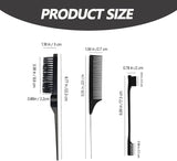 3 Pieces Styling Hair Brush Set, Slick Bristle Hair Brush, Rat Tail Comb Edge Brush for Edge & Back Brushing, Combing Slicking Hair for Women Girls